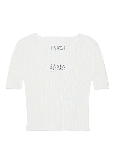 T-shirt a coste con logo MM6 KIDS MAISON MARGIELA | M60989 MM07XM6101